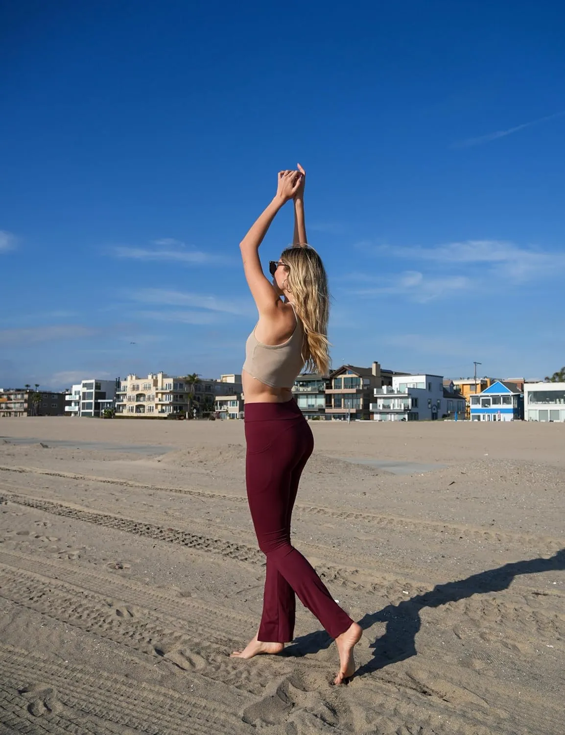 Yoga Leggings with Front Slit and Pockets High Waist Tummy Control Buttery Soft Comfy Stretchy Workout Pants
