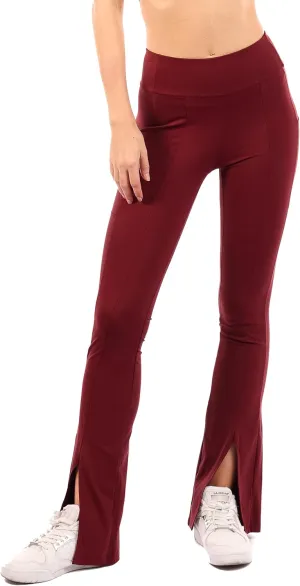 Yoga Leggings with Front Slit and Pockets High Waist Tummy Control Buttery Soft Comfy Stretchy Workout Pants