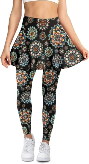 Yoga Tennis Skirted Leggings for Women Elastic Athletic Running Skirted Leggings Soft Pickleball Golf Skorts