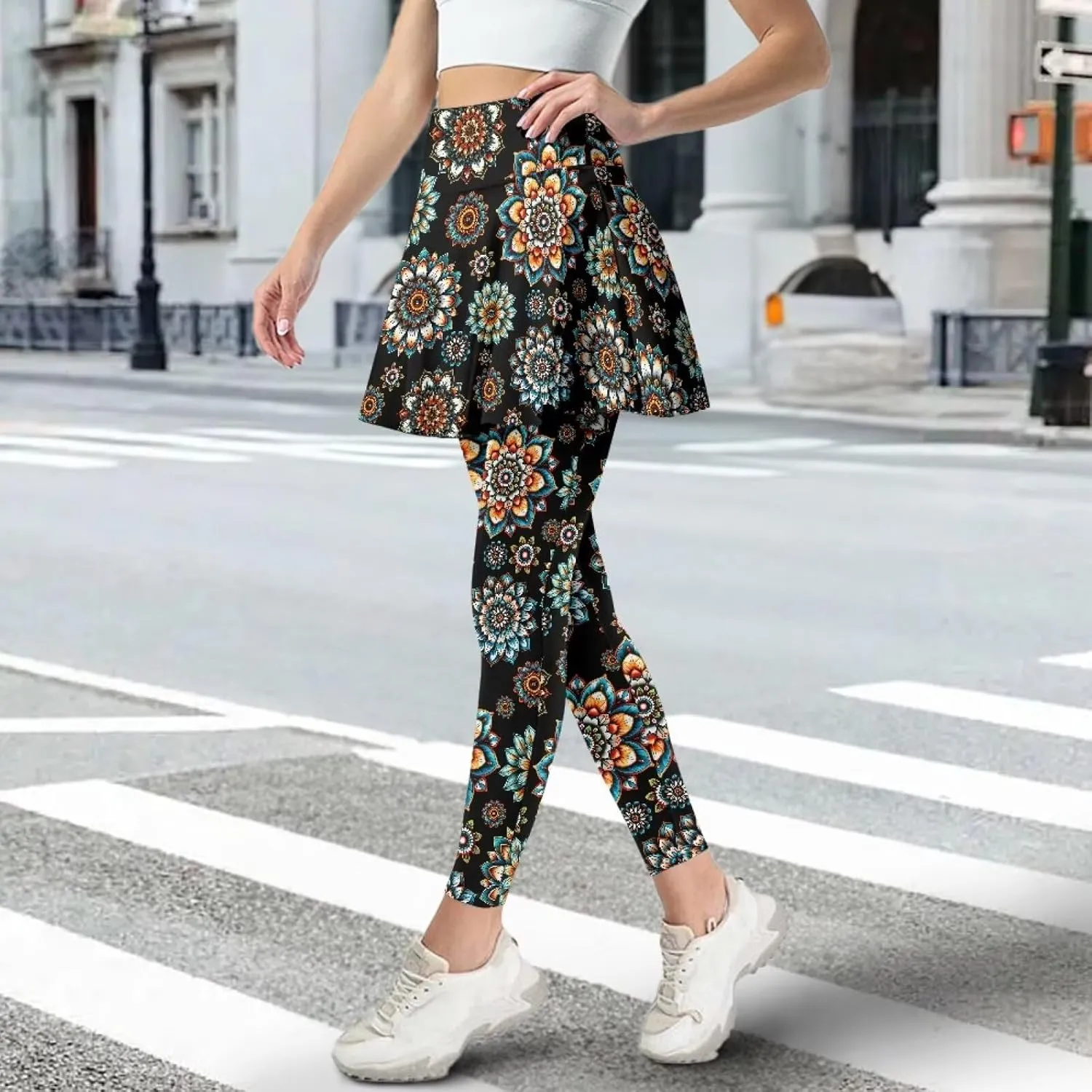 Yoga Tennis Skirted Leggings for Women Elastic Athletic Running Skirted Leggings Soft Pickleball Golf Skorts