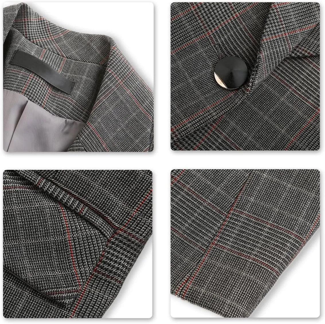 YUNCLOS Women's Vintage 2 Piece Plaid Suit Set 1 Button Stylish Blazer and Pants