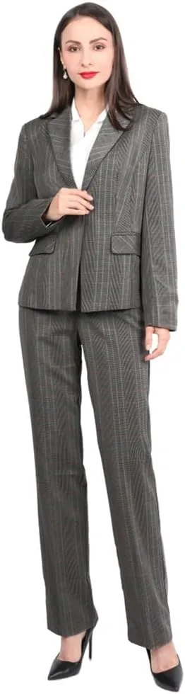 YUNCLOS Women's Vintage 2 Piece Plaid Suit Set 1 Button Stylish Blazer and Pants