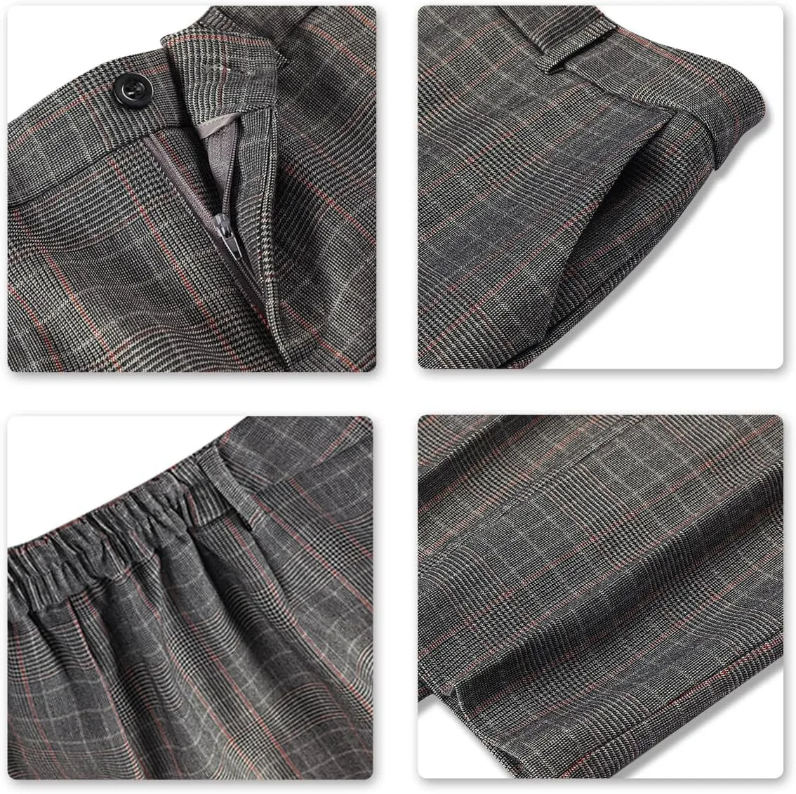 YUNCLOS Women's Vintage 2 Piece Plaid Suit Set 1 Button Stylish Blazer and Pants