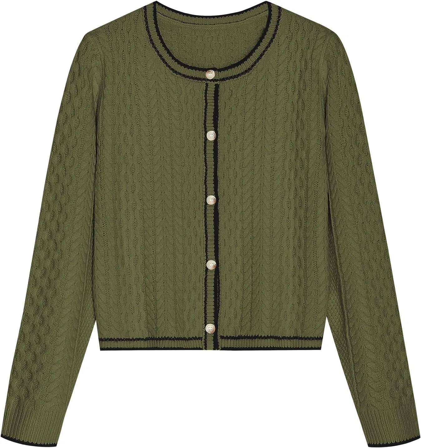ZAFUL Womens Cable Knit Cropped Cardigan Sweater Button Down Long Sleeve Open Front 2024 Fall Trendy Jackets Outerwear