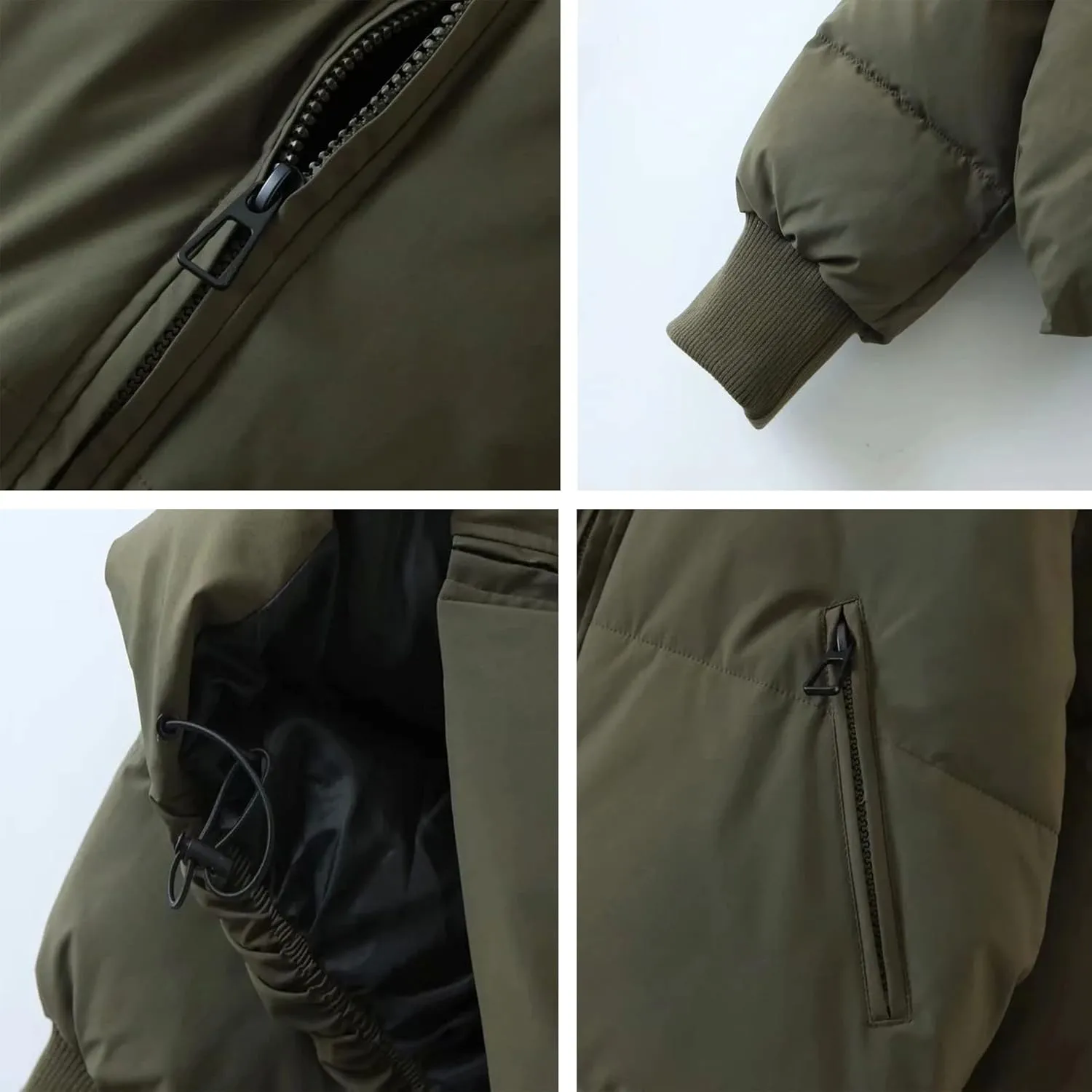 Zontroldy Women's Casual Cropped Quilted Zip Up Stand Collar Long Sleeve Puffer Jackets Short Puffy Coat Outerwear